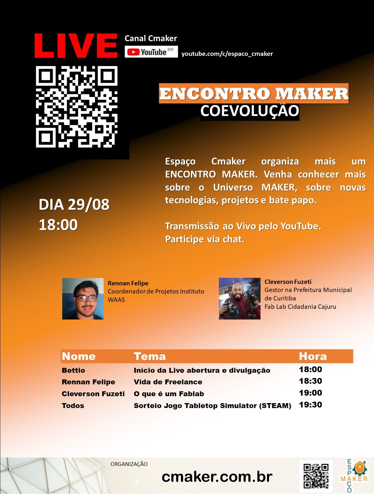 Live Espaço CMaker 29/08 18:00