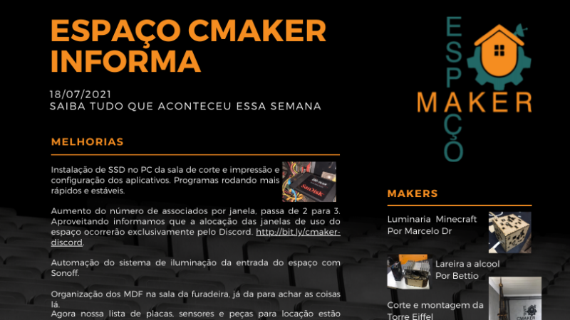 ESPAÇO CMAKER INFORMA (2021-07-18)